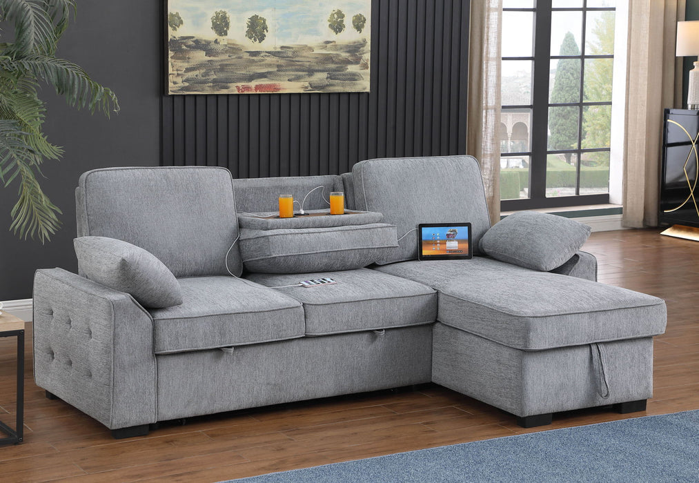 Mackenzie - Chenille Fabric Sleeper Sectional With Right-Facing Storage Chaise