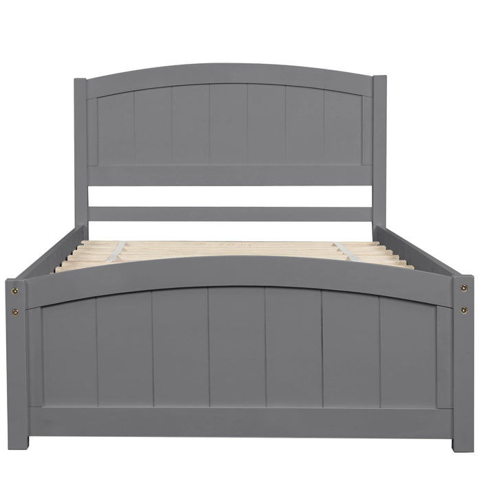 Platform Bed With Headboard, Footboard And Wood Slat Support - Wood