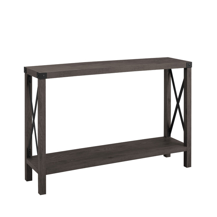 Farmhouse Metal X Table With Lower Shelf