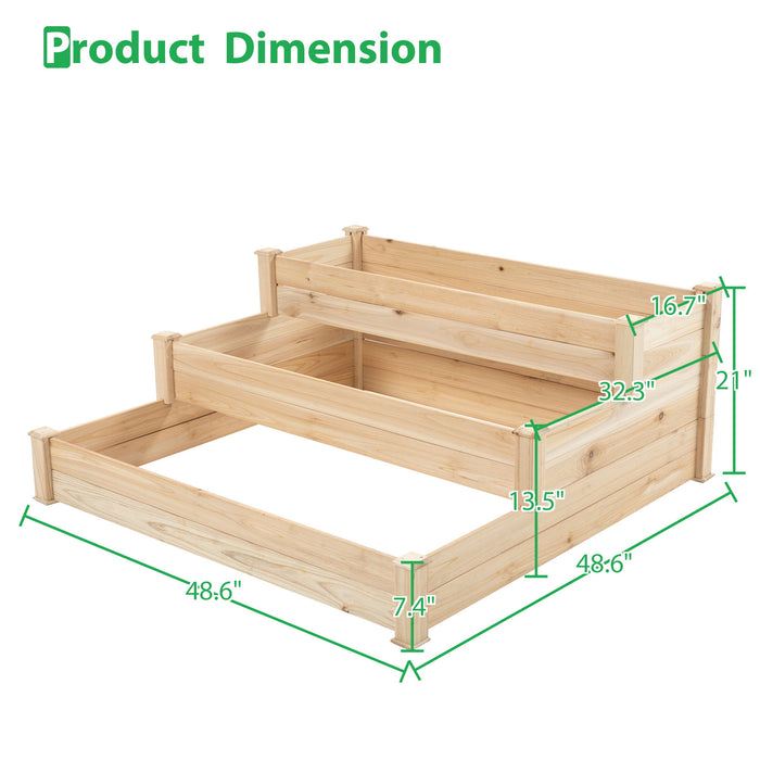 Raised Garden Bed Horticulture Outdoor Elevated Flower Box Tiered Garden Bed Wooden Vegetables