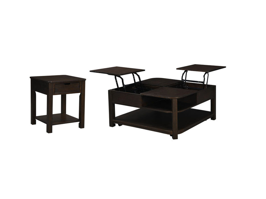 Flora - MDF Lift Top Coffee Table With Shelves - Dark Brown