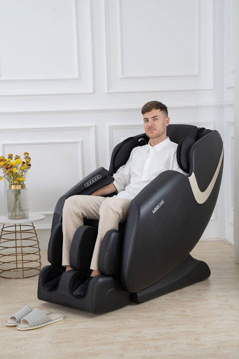 Bosscare - Massage Chair Recliner With Zero Gravity, Full Body Airbag Massage Chair With Bluetooth Speaker, Foot Roller Brown - Brown