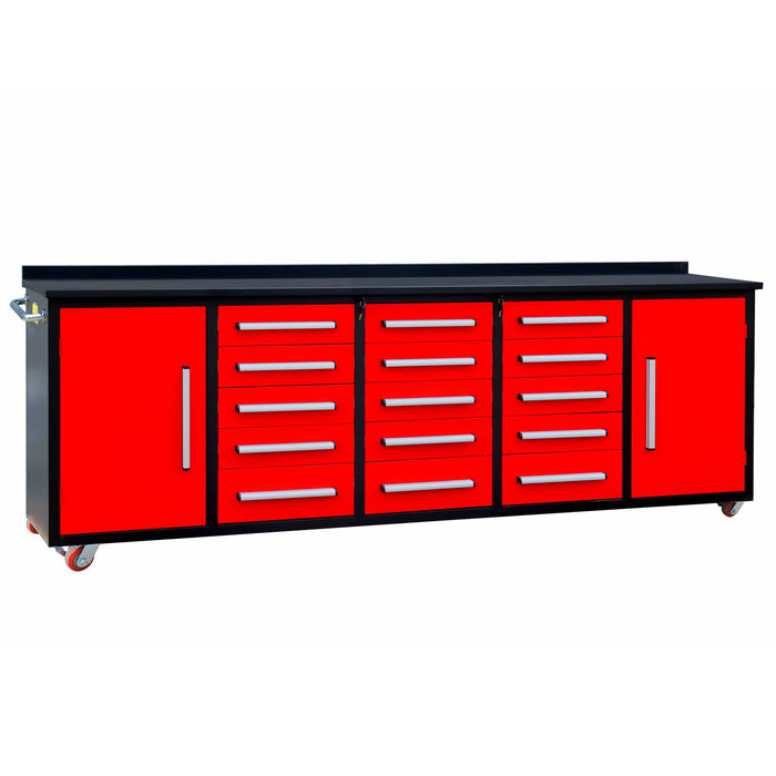 Storage Cabinet With Work Bench (15 Drawers & 2 Cabinets) - Blue