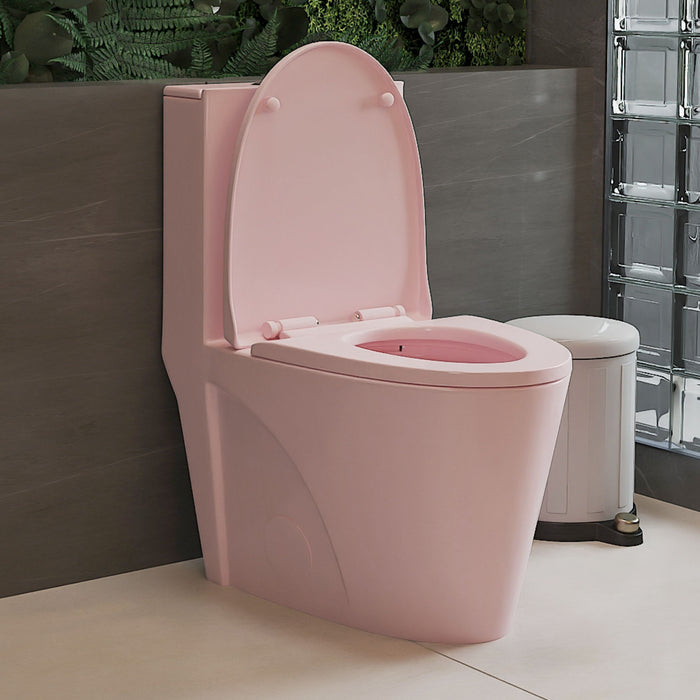 1.1 / 1.60 Gpf Dual-Flush One Piece Toilet, Water-Saving Elongated Comfort Height Floor Mounted, Soft Close 1000 Gram Map Flushing Score Toilet 23T01-Rs - Rose