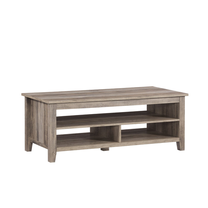 Coastal Grooved Panel Coffee Table With Lower Shelf