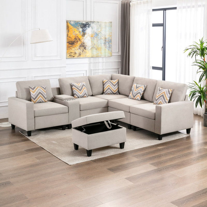 Nolan - 7 Piece Sectional Sofa With Pillows And Interchangeable Legs