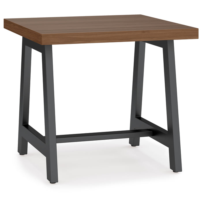 Sawhorse - Solid Walnut Veneer and Metal End Table - Walnut