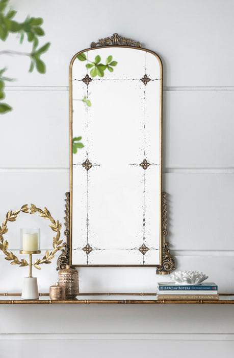 Antique Arched Mirror With Metal Frame, Full Length Mirror For Living Room Bathroom Entryway - Gold