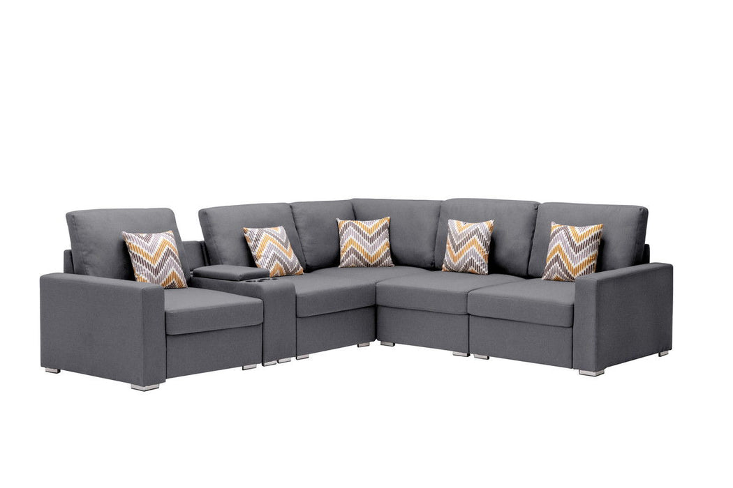 Nolan - Fabric 6 Piece Sectional Sofa With Pillows And Interchangeable Legs