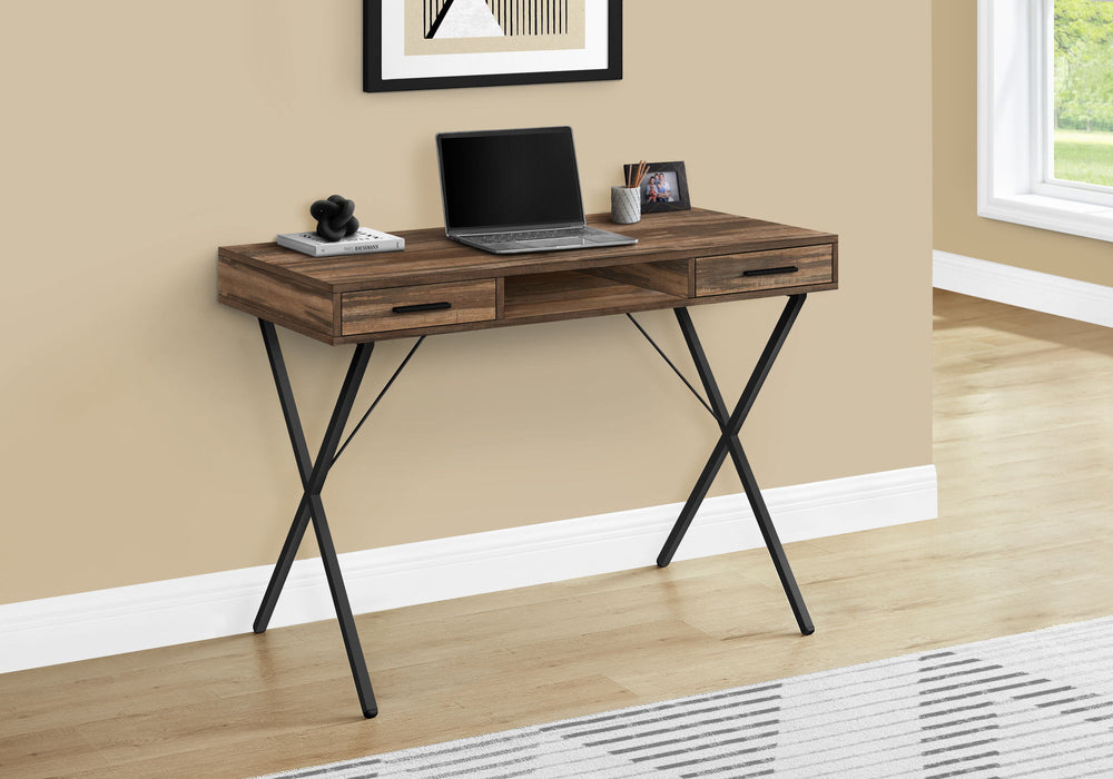 Computer Desk, Home Office, Laptop, Left / Right Set-Up, Storage Drawers, Work, Contemporary, Modern - Brown