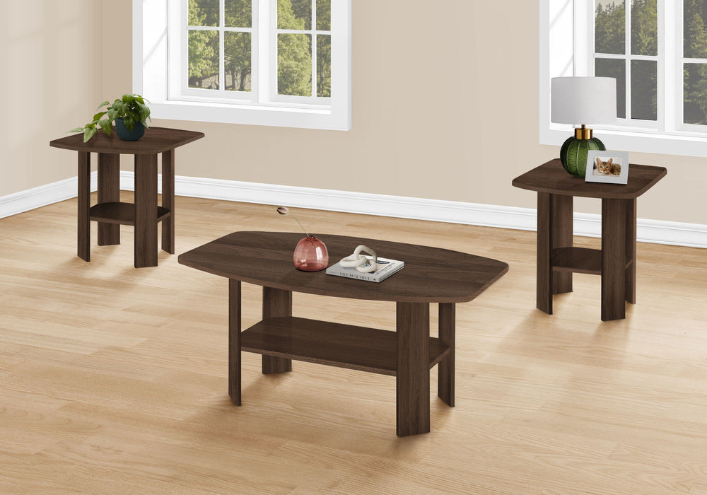 Table Set, Coffee, End, Side, Accent, Living Room Transitional (Set of 3) - Walnut