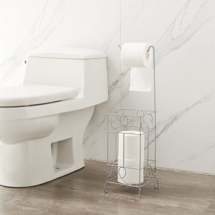 Metal Frame Toilet Paper Holder Stand