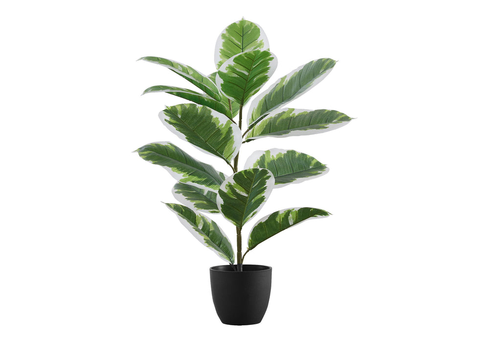 Artificial Plant, 27" Tall, Rubber, Indoor, Faux, Fake, Table, Greenery, Potted, Real Touch, Decorative - Green / Black