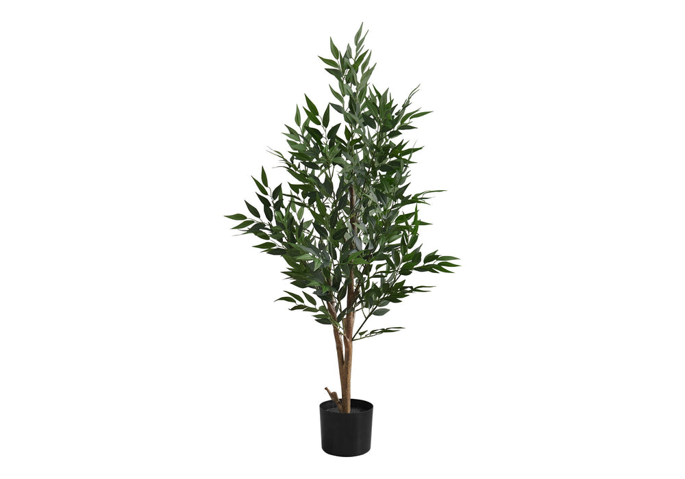 Artificial Plant, 47" Tall, Acacia Tree, Indoor, Faux, Fake, Floor, Greenery, Potted, Silk, Decorative - Green / Black