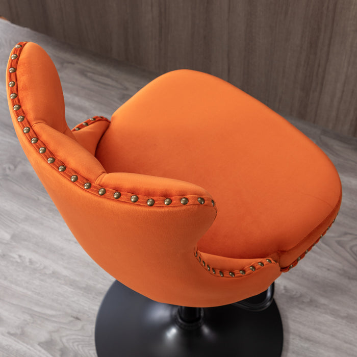 Swivel Velvet Barstools. Orange (Set of 2）