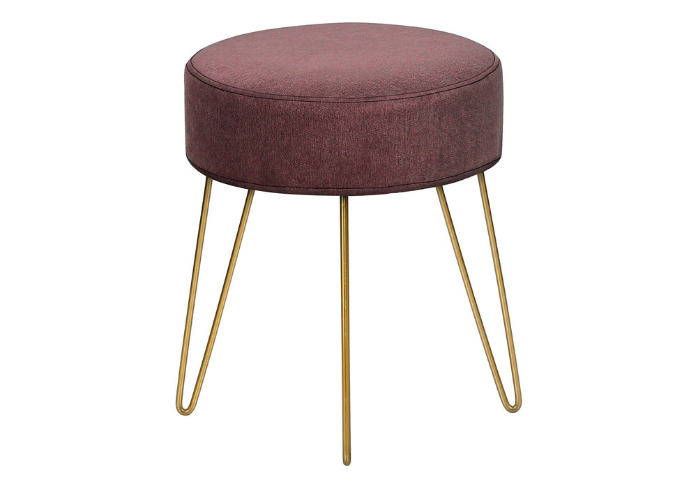 Ottoman, Pouf, Footrest, Foot Stool, Round Metal Legs, Contemporary, Modern - Pink / Gold