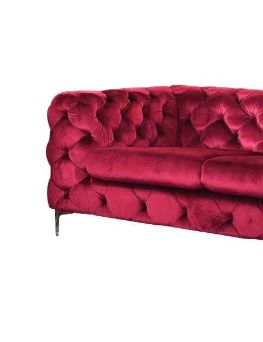 Adam - Velvet Loveseat - Red