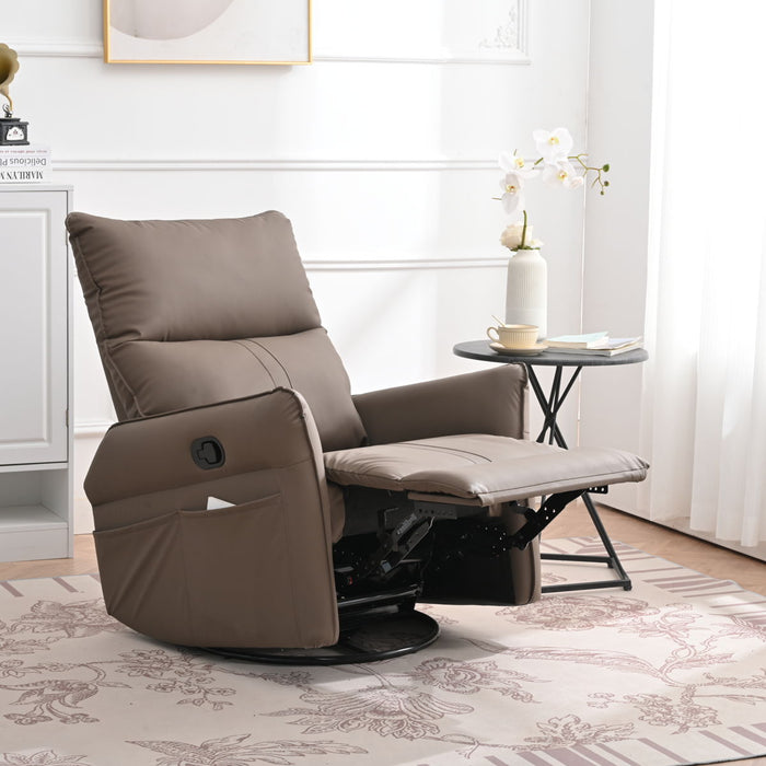 Rocking Recliner Chair, 360 Degree Swivel Nursery Rocking Chair, Glider Chair, Modern Small Rocking Swivel Recliner Chair For Bedroom, Living Room Chair Home Theater Seat, Phone Holder