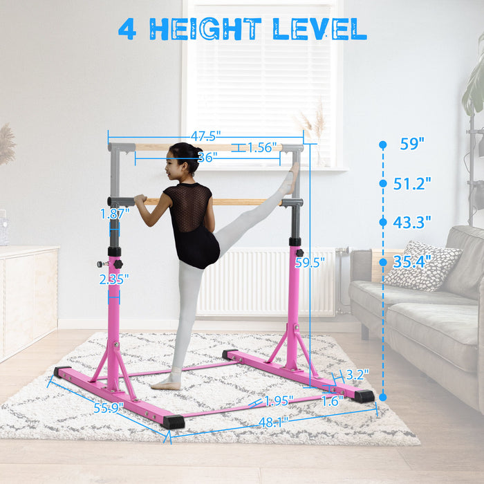 Gymnastic Bar Set Gymnastics Horizontal Bar Gymnastics Kip Bar For Kids Home Use - Light Pink