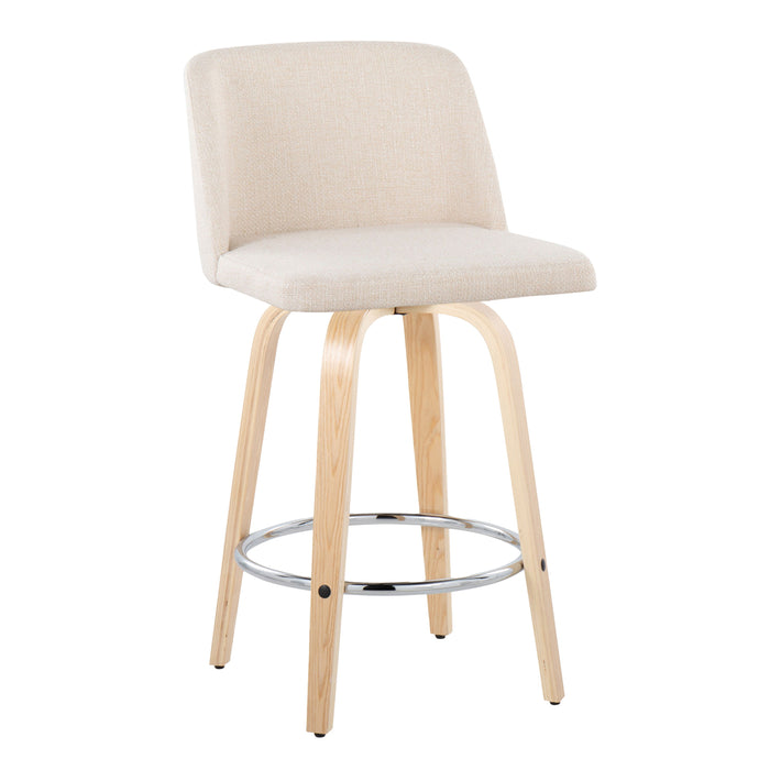 Toriano - Contemporary Fixed-Height Counter Stool With Swivel And Round Footrest (Set of 2)