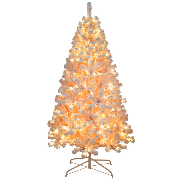 6ft PVC Christmas Tree with LED Lights and Bendable Branches - Pink