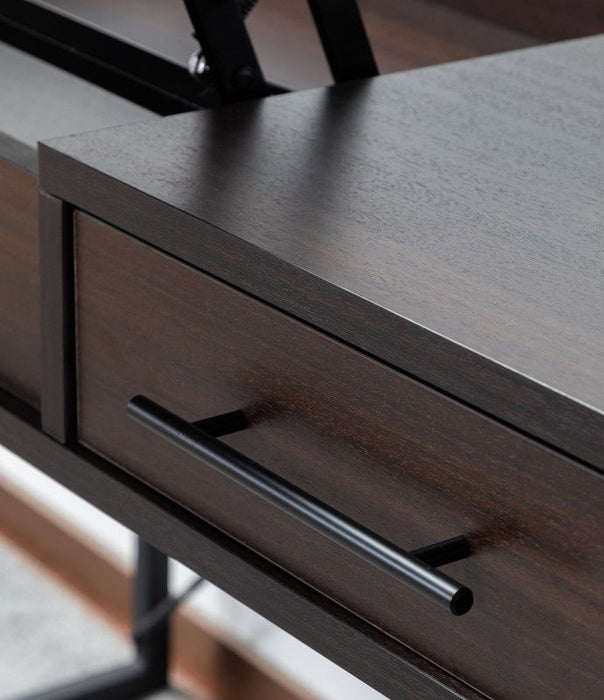 Juno - Wood Lift Top Desk With Hidden Storage And Drawer - Dark Brown