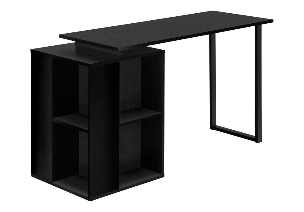 Computer Desk, Home Office, Left, Right Set-Up, Storage Shelves, Work, Laptop, Contemporary, Modern - Black