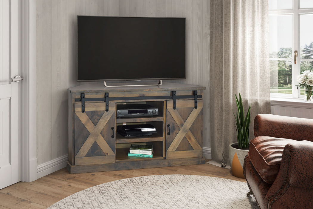 Farmhouse - Corner TV Stand - Barnwood