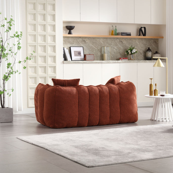 Soft Beanbag Chair With High Resilience Foam Core For Two People, The Comfortable Square Recliner Sofa Is Ideal For Family Members And Friends Engaged In Games, Reading, Watching TV - Red / Brown