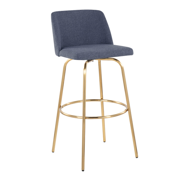 Toriano - Contemporary Fixed Height Barstool With Swivel With Round Footrest (Set of 2)