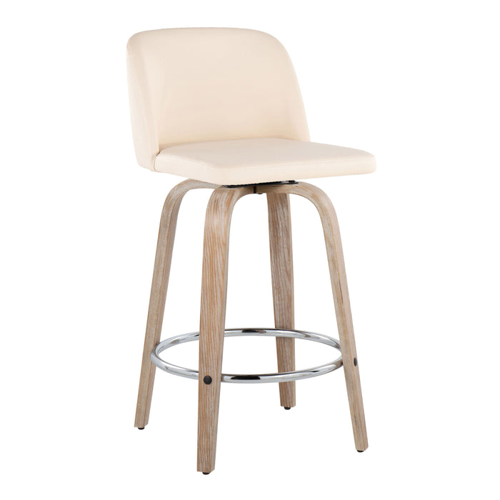 Toriano - Modern Design Fixed Height Counter Stool With Swivel With Round Footrest (Set of 2)