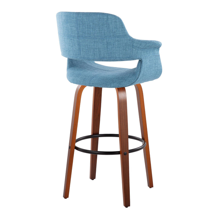 Vintage Flair - Mid Century Modern Fixed Height Barstool With Swivel With Round Footrest (Set of 2)