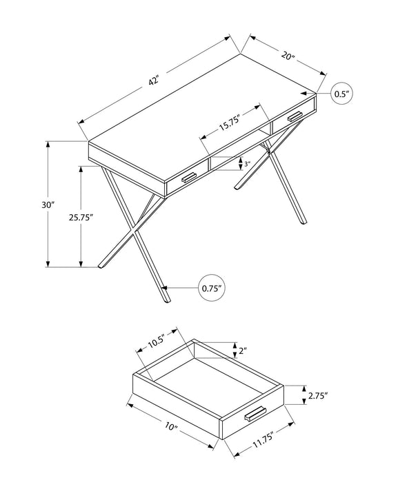 Computer Desk, Home Office, Laptop, Left Right Set-Up, Storage Drawers, Work, Contemporary, Modern - Gray