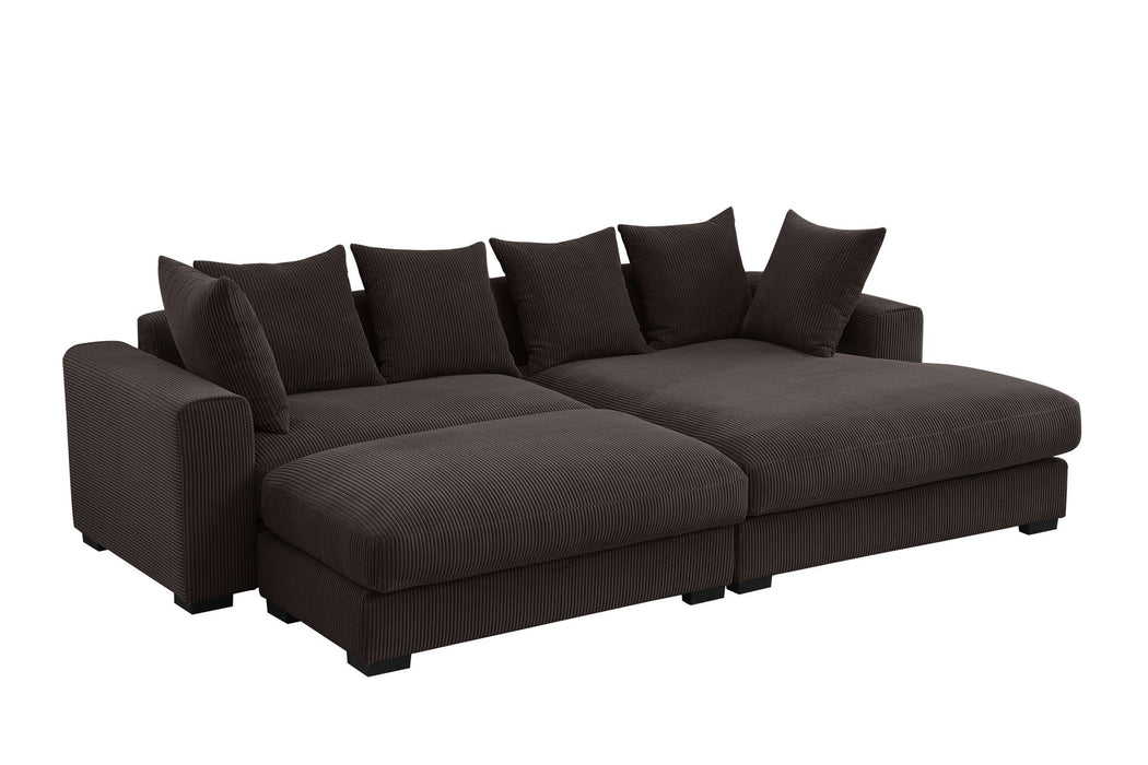 Duke - 4 Piece Upholstered Sectional - Dark Brown