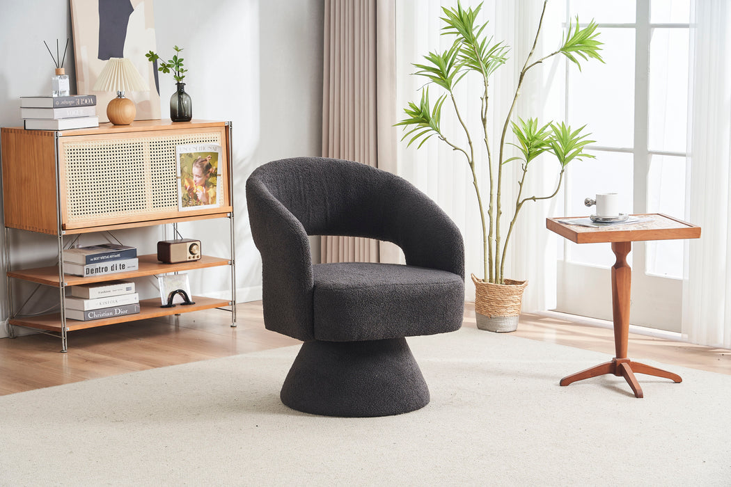 Swivel Accent Chair Armchair, Round Barrel Chair For Living Room Bedroom - Teddy Fabric