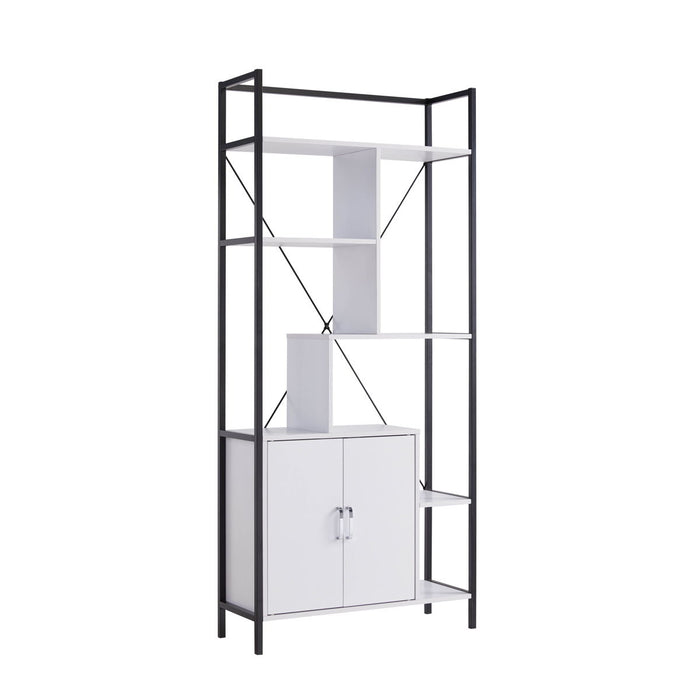 Six Shelf Modern Bookcase With Two Door Storage Cabinet With Two Shelves