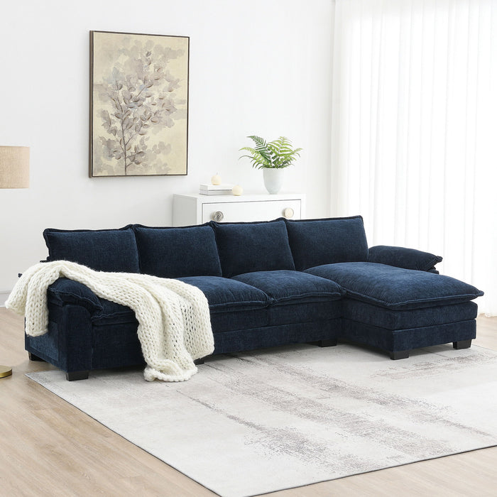 Modern L Shaped Chenille Cloud Sofa With Double Seat Cushions, 5 Seat Upholstered Indoor Furniture, Sleeper Sofa Couch With Chaise Lounge For Living Room, Apartment