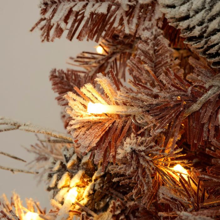 Christmas Tree with Brown Needles with flocking and Warm Lights - Brown