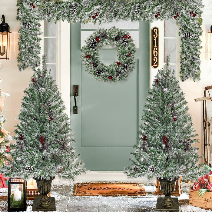 Pre-lit Christmas Tree 4-Piece Set - Retro White