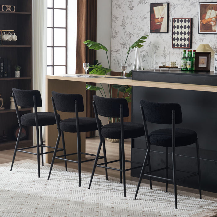 Modern Teddy Fabric Upholstered Bar Stools - Black Legs