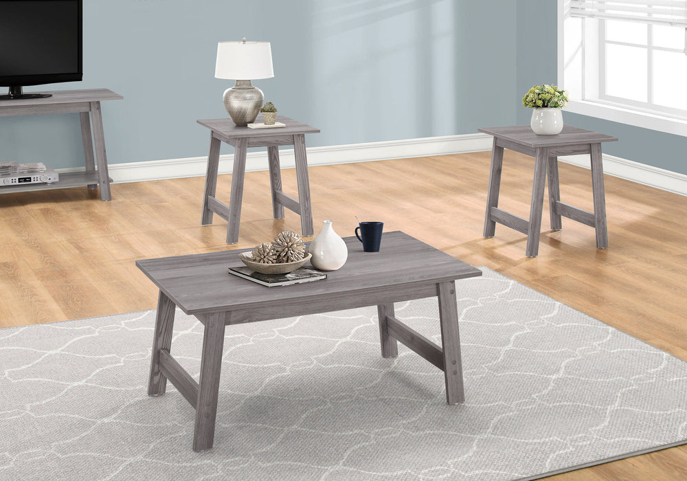 Table Set, Coffee, End, Side, Accent, Living Room, Transitional (Set of 3) - Gray