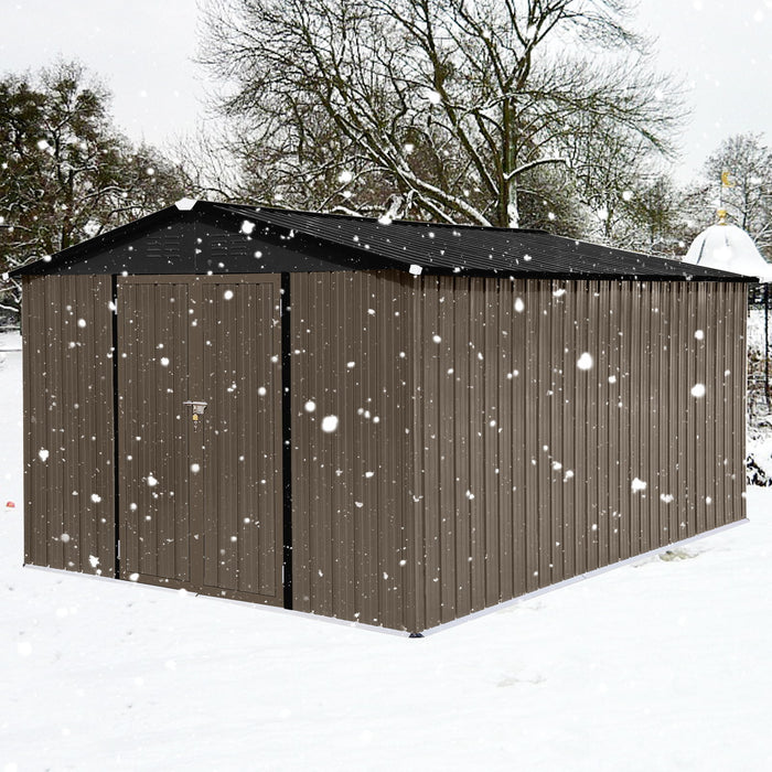 10'x12' Garden Sheds Outdoor Storage Sheds - Brown / Black