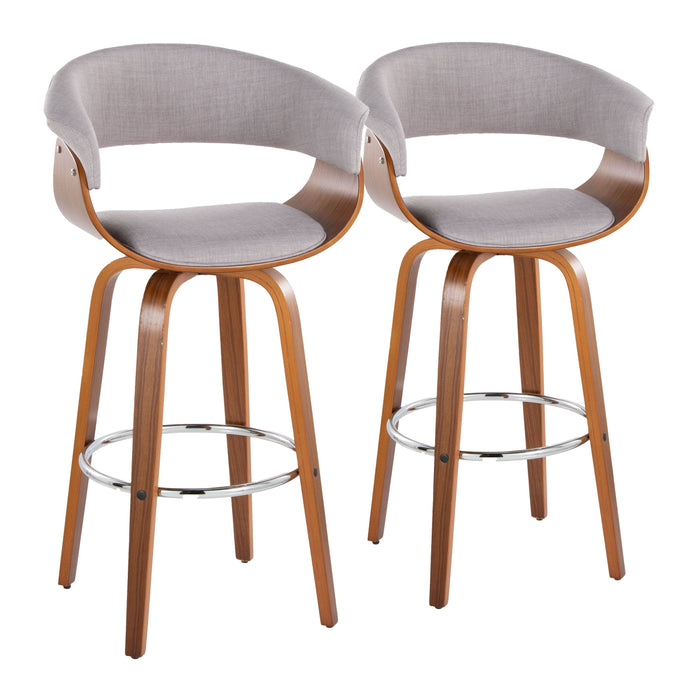 Vintage Mod - Mid Century Modern Fixed Height Barstool With Swivel With Round Footrest (Set of 2)