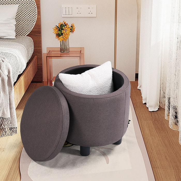 Home Decor Upholstered Round Tufted Footrest Ottoman, Ottoman With Storage For Living Room & Bedroom, Decorative Home Furniture