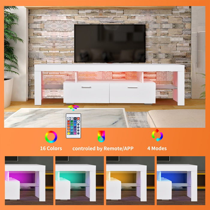 LED TV Stand Modern TV Stand With Storage Entertainment Center With Drawer TV Cabinet For Up To 75" For Gaming Living Room Bedroom