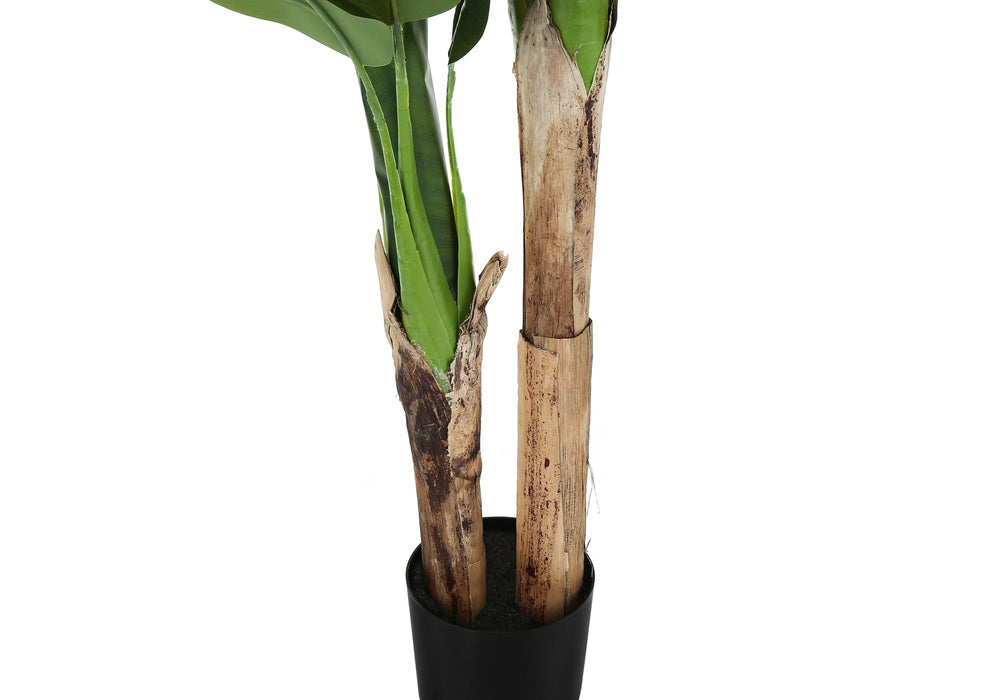 Artificial Plant, 55" Tall, Banana Tree, Indoor, Faux, Fake, Floor, Greenery, Potted, Real Touch, Decorative - Green / Black