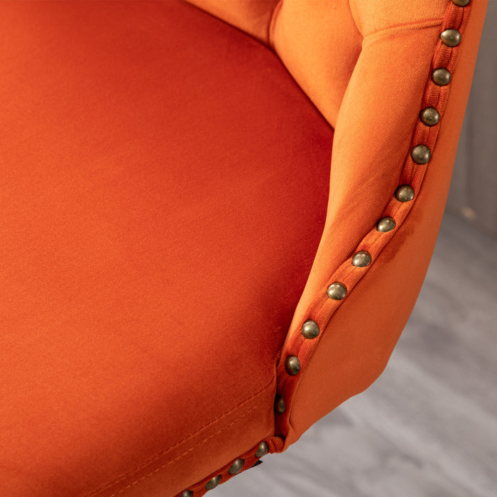 Swivel Velvet Barstools. Orange (Set of 2）