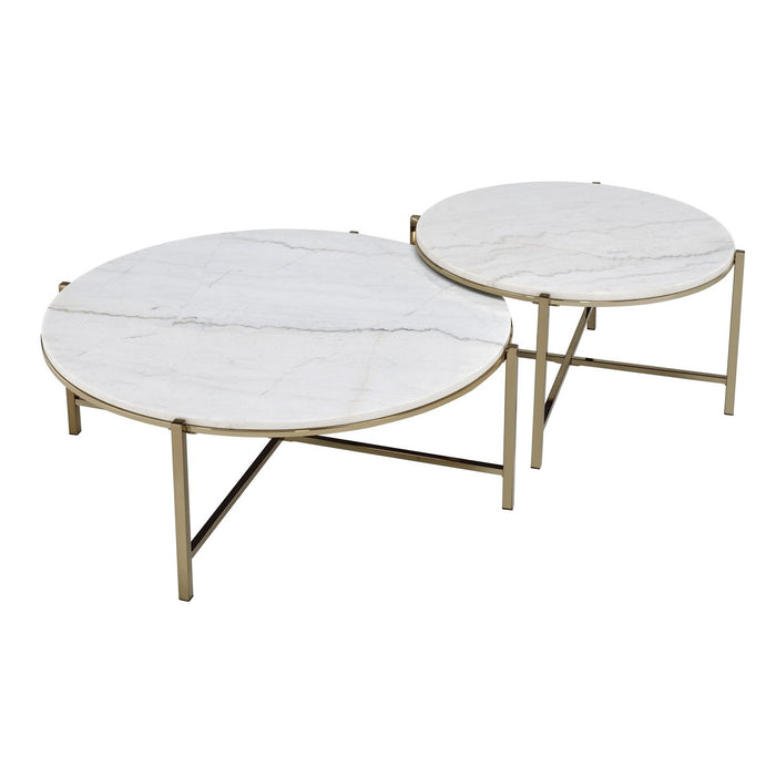 Zaidee - Marble Top Nickel Nesting Table Set - White