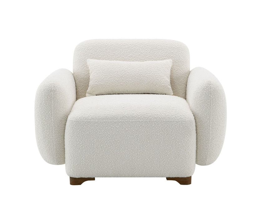 Darius - Boucle Accent Chair With 1 Toss Pillow - Beige