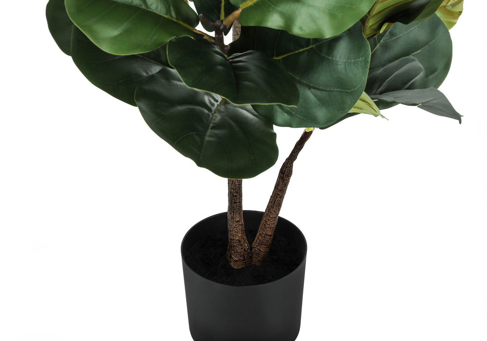 Artificial Plant, 49" Tall, Fiddle Tree, Indoor, Faux, Fake, Floor, Greenery, Potted, Real Touch, Decorative - Green / Black